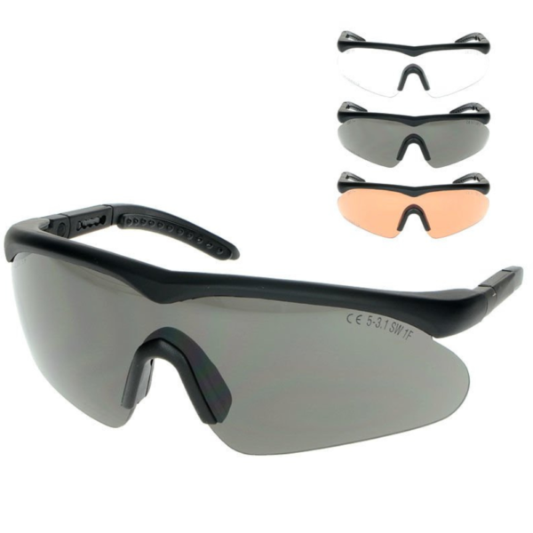 Raptor frame rubber black, lens smoke sparelens clear and orange