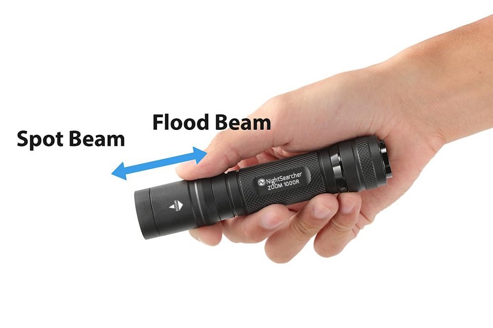 zoom 1000r spot to flood rechargeable flashlight