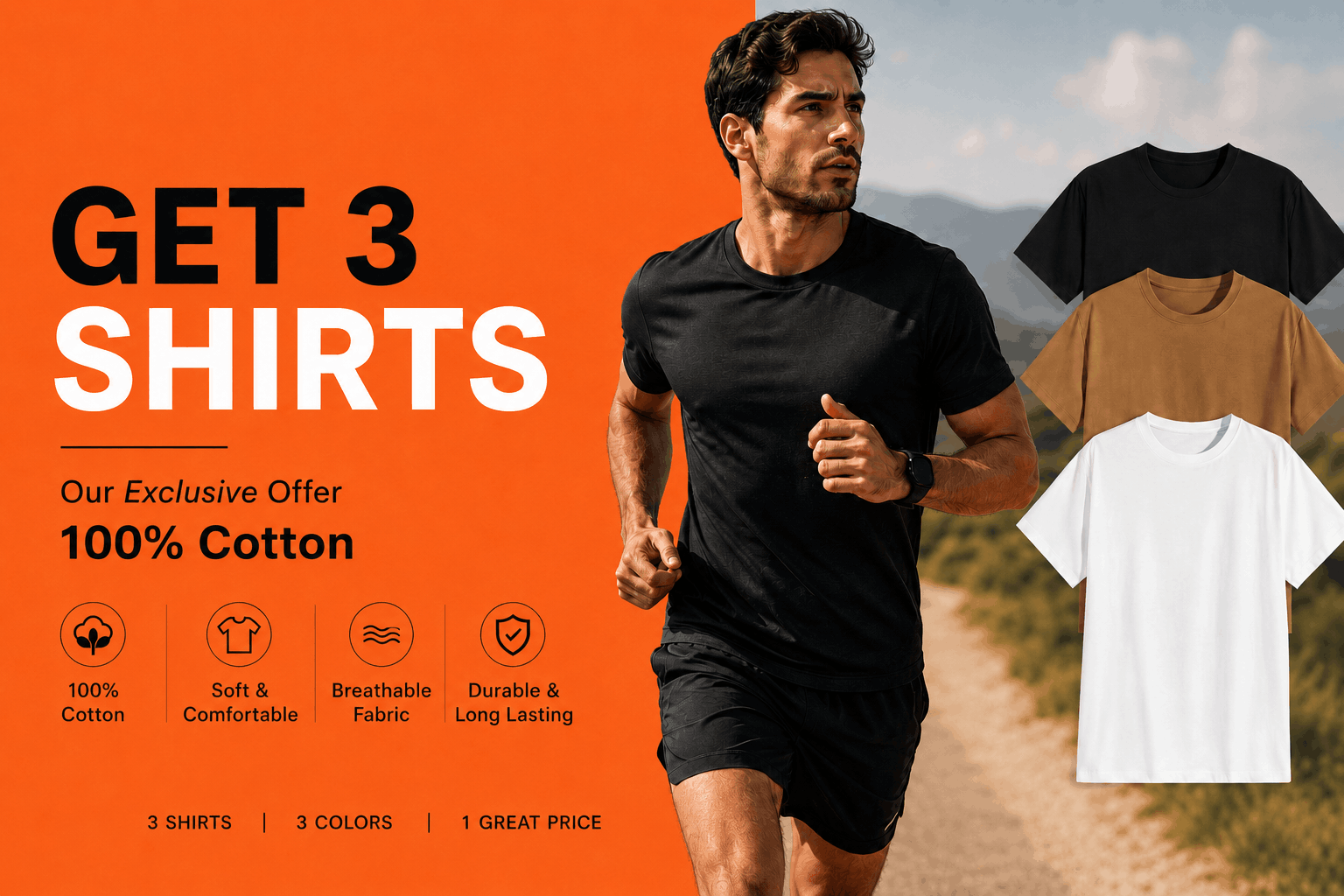 Get 3 Shirts — 100% Cotton