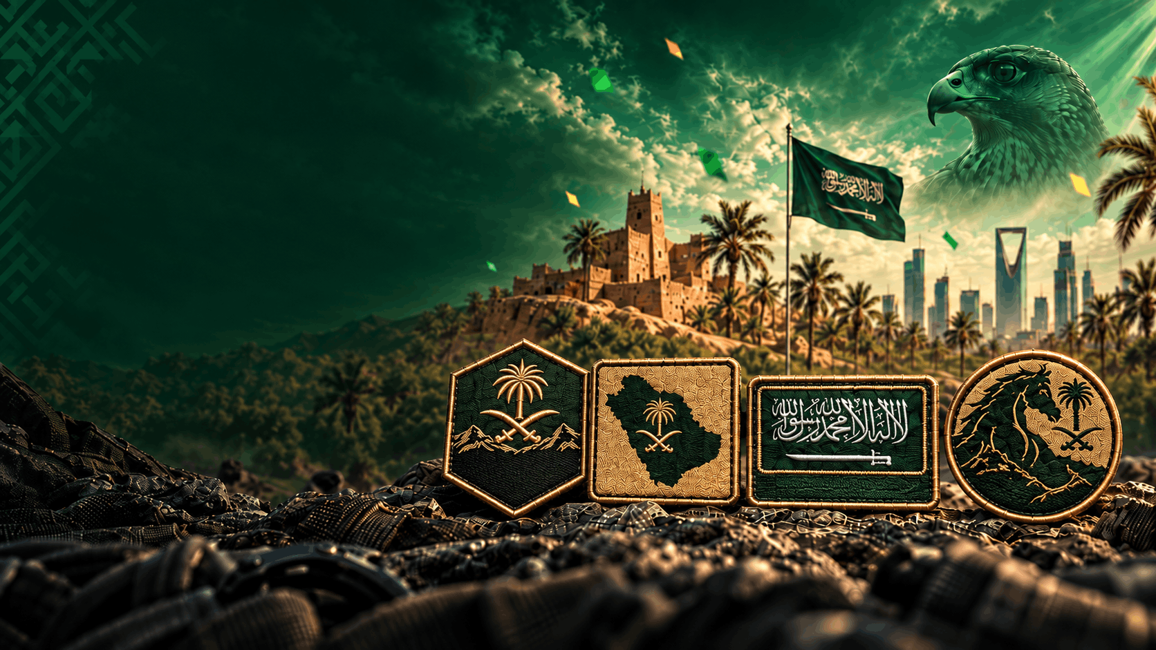 Saudi National Day - with every purchase get a free patch, across all our branches. اليوم الوطني السعودي